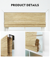 Stores romains en bambou tissé écologiques et naturels, filtrant la lumière, protection UV, sans cordon, enroulables, pour la maison et le bureau
