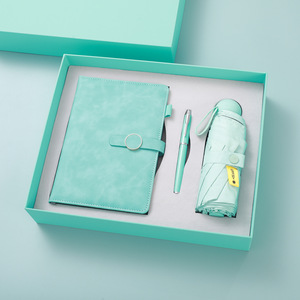 Set de Regalo Empresarial de Lujo con Cuaderno de Cuero PU, Bolígrafo y Paraguas en Caja Verde Azulado, Exquisito Regalo Corporativo con Logotipo - Product Image 6