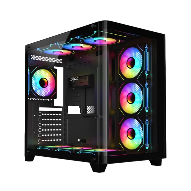 OEM ODM PC Desktop Game Chassis Curved TG Glass Mid Tower Steel MicroATX CPU Cabinet Gamer Case