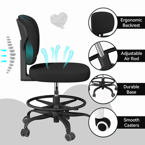 เก้าอี้สำนักงานตามหลักสรีรศาสตร์พร้อมที่วางแขน ปรับความสูงได้ หมุนได้ 360 องศา เบาะหนานุ่มสบาย เฟอร์นิเจอร์สำนักงานที่บ้าน - Product Image 4