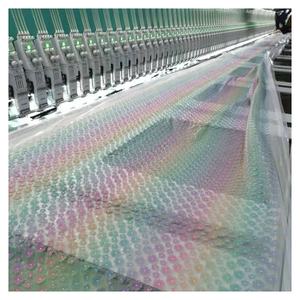 TDS001 3D bunga warna-warni bordir Tulle kain jala bunga pernikahan Tulle renda kain untuk gaun - Product Image 6