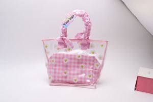 กระเป๋าหิ้วพีวีซีใสลายดอกเดซี่แบบเปิดได้ กันน้ำ พกพาสะดวก ใช้ซ้ำได้ เหมาะสำหรับฤดูร้อน ฤดูใบไม้ร่วง ฤดูหนาว ฤดูใบไม้ผลิ ใช้ได้ทุกวัน ทำเองได้ สำหรับผู้หญิง - Product Image 5