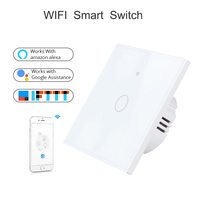 Interruptor inteligente táctil de pared de la UE, Control Wifi, Panel de vidrio, luz, Control de sonido, Interruptor táctil de luz, Control de aplicación inteligente Tuya