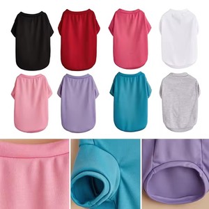 T-shirt personnalisé pour animaux de compagnie, vêtements pour chiens en polyester doux, couleur unie, col ras du cou, printemps-été, respirant, décontracté pour petits chiens et chats, 11 couleurs - Product Image 4