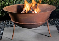 Brasero en acier corten autoportant foyer foyer amovible brûleur à feu en métal pot bol à eau extérieur rond cheminée bol à feu