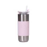 Gobelet isotherme à double paroi avec logo personnalisé, poignée en silicone antidérapante, tasse à café thermique en acier inoxydable, mug de voyage