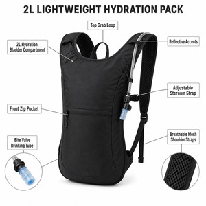 Sac à dos d'hydratation 2L personnalisé avec logo, léger, avec poche à eau, pour la course à pied et le cyclisme, vente en gros directe d'usine OEM ODM, MOQ 500 - Product Image 2