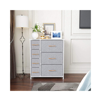 Simplee — meuble de salon en tissu noir, commode de rangement à 7 tiroirs, commode, armoire