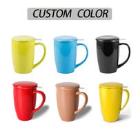 Passoire à thé en céramique 17Oz personnalisée plus grande tasse infuseur couvercle filtre à thé personnalisé tasses simples produit d'impression en céramique
