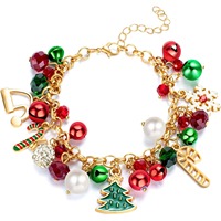 CYNYA Ensemble de bracelets perlés unisexes de Noël, bracelets empilables avec breloques bonhomme de neige et renne, cadeau de fête et de vacances