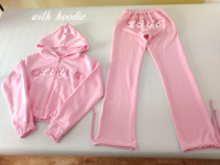 Ensemble de survêtement 2 pièces pour femme, sweat à capuche court zippé et pantalon de survêtement déchiré, tenue décontractée assortie, collection automne 2025, survêtement tendance
