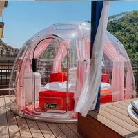 Maison à bulles moderne en polycarbonate miniature avec salle de bain, dôme transparent en EPS