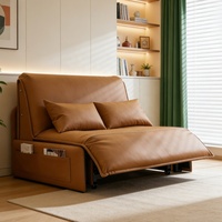 Canapé-lit convertible multifonctionnel intelligent, fauteuil inclinable moderne en cuir avec rangement latéral