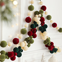 Corona Navideña, Ratán, Cadena de Bolas Navideñas, Adorno Colorido, Corona Circular, Decoración para Colgar en el Árbol de Navidad