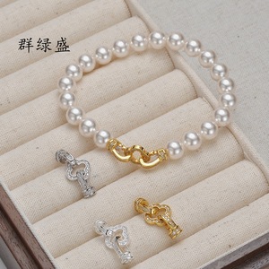 Qunlvsheng S925 Sterling Silver Four Leaf <b>Clover</b> Double Buckle Jewelry Findings For Necklace <b>Bracelet</b> Sweater Chain - Product Image 1