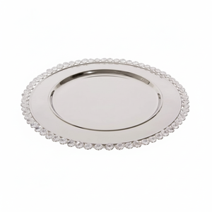 Placa de Metal con borde de cristal Chapado en plata para decoración de boda, plato de servicio de Pizza y arroz, hecho a mano - Product Image 1