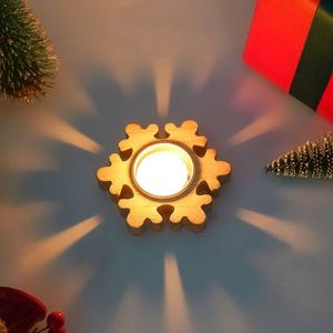 Eco-Friendly Handmade <b>Christmas</b> Tealight Wooden Star Snowflake <b>Tree</b> Shaped <b>Candle</b> Stand for Home Decoration - Product Image 1