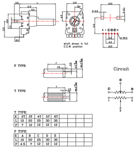 Terwin Factory OEM 11mm potenziometro verticale 20mm albero 6 Pin Mixer Audio doppio potenziometro interruttore - Product Image 5