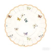 JIALIN Ensemble d'assiettes en papier décoratives fleurs et papillons pour fête d'anniversaire d'enfants, assiettes en papier de 9 pouces, fournitures d'anniversaire en gros