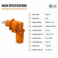 Connecteur de courant élevé pour applications industrielles avec protection étanche IP67, connecteur de stockage d'énergie 450A