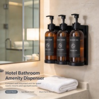 Distributeur de savon mural portable en plastique à 3 compartiments de 500 ml avec bouteilles rechargeables de qualité supérieure pour salle de bain d'hôtel