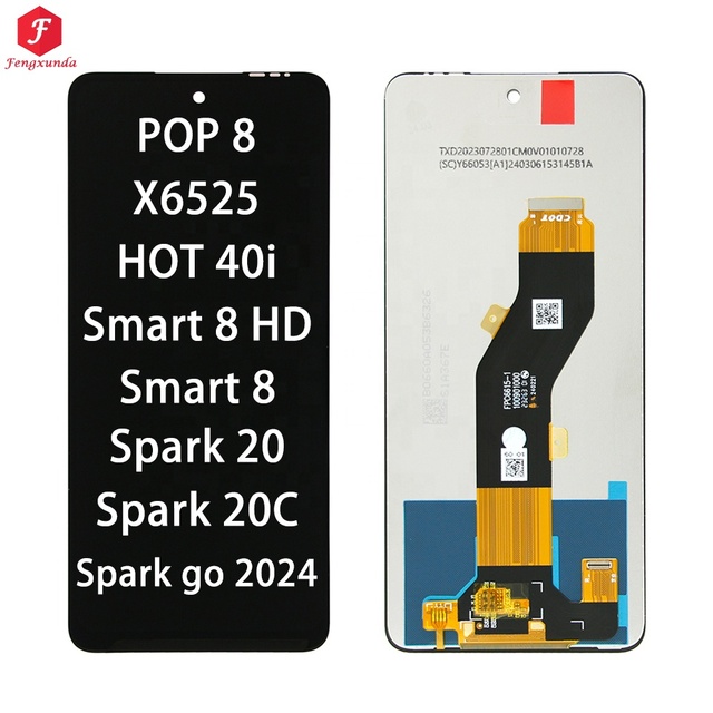 Mobile Phone Lcds for Tecno Spark 20 20C Go 2024 Lcd Display for Infinix X6525 Smart 8 HD POP 8 HOT 40i Phone Screens