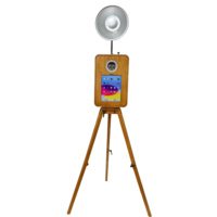 Photomaton en bois, photomaton DSLR, support triangulaire pliable compatible avec appareil photo et iPad pour les mariages, les fêtes et les événements