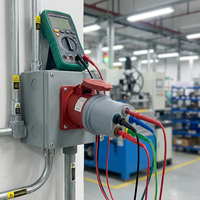 Adaptateur de mesure de tension et de phase CEE 16/32A 5 broches 380V IP44 avec 5 prises banane gainées de 4 mm et fiches de sécurité