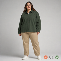 Chemise-veste surdimensionnée personnalisée pour femmes, taille plus, vert forêt, manches longues, boutonnée, du 44 au 58