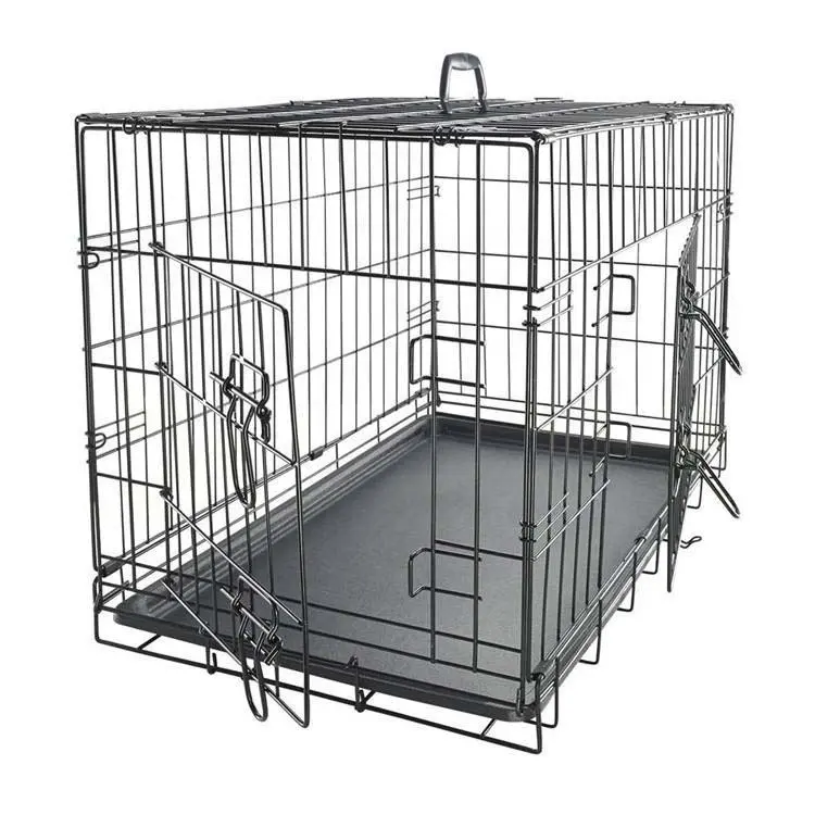 4x4x6ft grande porte extérieure enduit de poudre noire pliée chenil robuste cage pour animaux