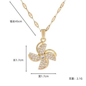 Collar Giratorio de Acero Inoxidable con Colgante de Girasol para Mujer, con Zirconia, Antiestrés, Joyería Fidget - Product Image 5