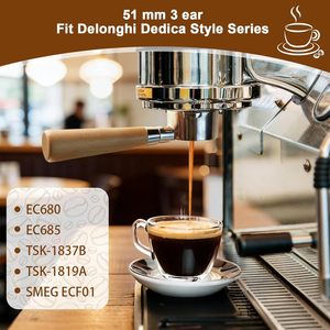 Wood Handle <b>Coffee</b> <b>Filter</b> Stainless Steel Tail Section Espresso 51mm 54mm 58mm Black <b>Coffee</b> Portafilter - Product Image 2