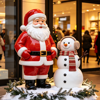 Sculpture de Père Noël et Bonhomme de Neige en Fibre de Verre sur Mesure à Grande Échelle, Statue en FRP Taille Réelle pour Décoration de Centre Commercial, OEM ODM