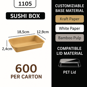 Caja de embalaje de papel Kraft para sushi, caja de papel resistente a altas temperaturas, desechable, comercial, engrosada, venta al por mayor, grado alimenticio - Product Image 6