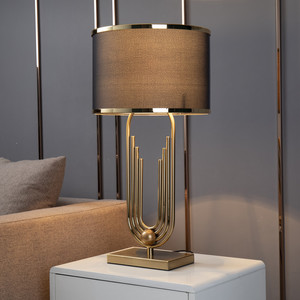 HOOYI Hotel Luxury Modern White Fabric Lamp Shade Desk Lamp Home decorativo Night Light lampada da comodino Iron Ce AC Round 70 - Product Image 6