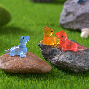 Mini figurines de dinosaures en résine phosphorescente, peintes à la main, colorées, transparentes, ornements animaux, pour jardin féerique, artisanat DIY, cadeaux de fête - Product Image 1