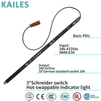 KAILES(KLS) Série K22 Bloc d'alimentation (PDU) triphasé 63A de base, boîtier en aluminium, 346-415VAC, 18 prises standard allemandes + 3 disjoncteurs + 3 prises de courant