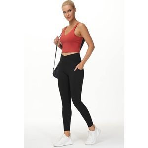 Leggings de yoga et d'entraînement FOXA pour femme, taille croisée en V, effet ventre plat avec poches - Product Image 6