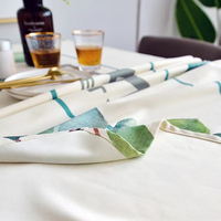 Nouvelle housse de table à thé en coton et lin imperméable, style nordique, motif simple imprimé et brodé pour la salle à manger