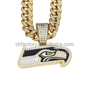 Nuevo Colgante de los Seattle Seahawks, Cadena Cubana de Aleación con Diamantes, <span class=keywords><strong>Accesorios</strong></span> de Moda Hip Hop, Venta al <span class=keywords><strong>Por</strong></span> Mayor - Product Image 3