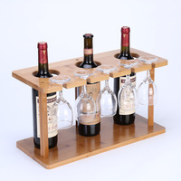 Porte-bouteilles à vin en bambou moderne, minimaliste, pour comptoir, support de présentation de vin de bureau, pour bar et décoration de la maison