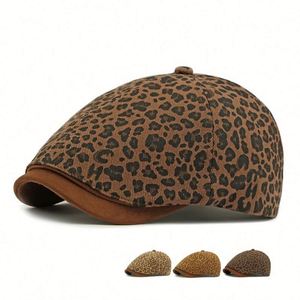2025 New Arrival Spring Autumn Leopard Print Beret <b>Hat</b> Artistic Retro Casual Travel Newsboy <b>Hat</b> - Product Image 1