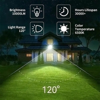Projecteur LED à détecteur de mouvement de haute qualité 100W en aluminium avec réflecteur, indice de protection IP66, angle de faisceau de 120°, 9000lm, garantie de 2 ans, entrepôt