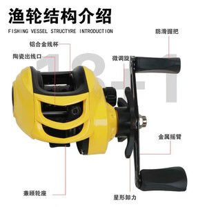 Baitcasting Reel Yellow Metal Magnetic Brake 10 Discs Right Hand Fishing Lure Reel Long Casting Anti Explosion Line Reel - Product Image 4