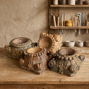 Antique Style Hand Carved Wooden <b>Flower</b> Pot Eco-Friendly Biodegradable Decorative Planter for Indoor <b>Artificial</b> <b>Flowers</b> - Product Image 6