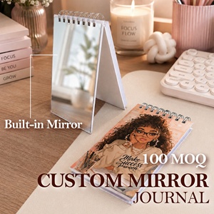 Carnet de notes de poche miroir A7 haut de gamme avec couverture en papier, logo personnalisé, reliure spirale, vente en gros, style féminin, promotion de marque - Product Image 1
