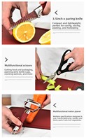Ensemble de couteaux de chef multifonctionnels Tc en acier inoxydable 3Cr13, 12 pièces, revêtement antiadhésif, couteau de cuisine avec manche rouge antidérapant