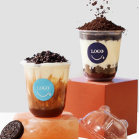 16oz 500ml grossiste logo personnalisé PP 90/95mm jetable en plastique u tasse pour boba thé tasse en plastique 16oz
