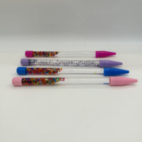 Stylos à bille promotionnels en plastique avec flotteur liquide, remplis d'acrylique, cristaux flottants, paillettes, logo personnalisé, anti-stress
