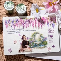 Penjualan Panas Stiker Pita Bunga PET Daun Hijau Stiker Dekoratif untuk Buku Tempel Jurnal Buku Catatan Album dan Pembungkus Hadiah